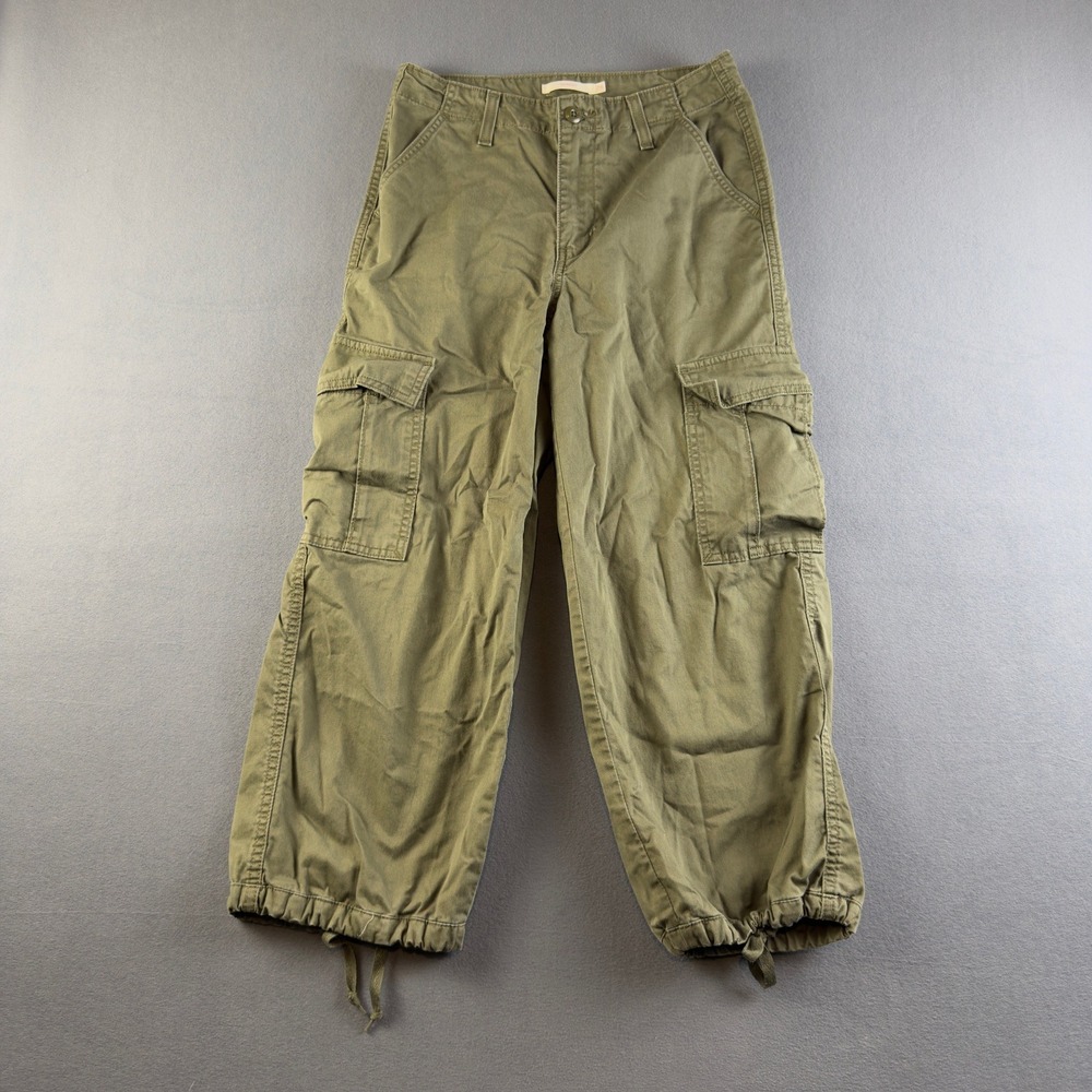 Levis 94 Baggy Cargo Pants Womens 26 Olive Green Utility Relaxed Fit 90s Style